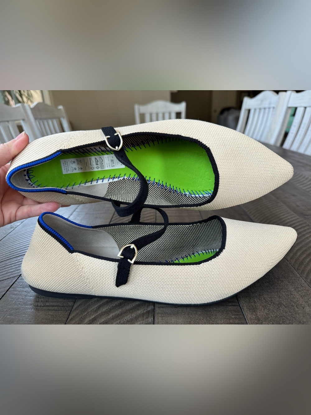 Rothy's The Point Mary Jane II Flats Cream Pointed Flats Women’s Size 11.5